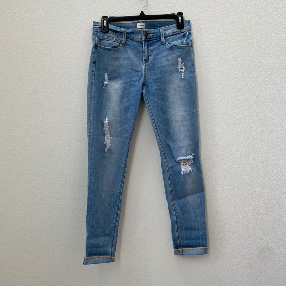 Sneak Peek Distressed Boyfriend Blue Jeans in size 5